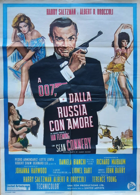 JAMES BOND "From Russia With Love R-1970s (1963) Italian 2-Sheet Movie Poster 39 x 55