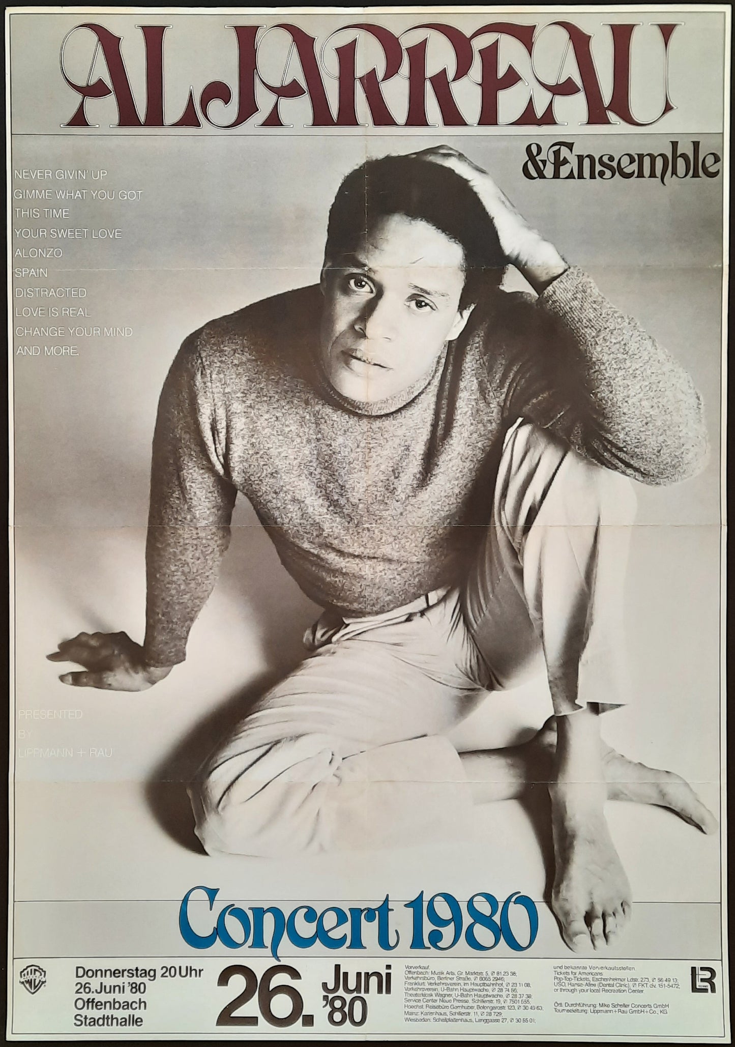 AL JARREAU 1980 Concert Poster Jul 26th Offenbach Germany 1st print