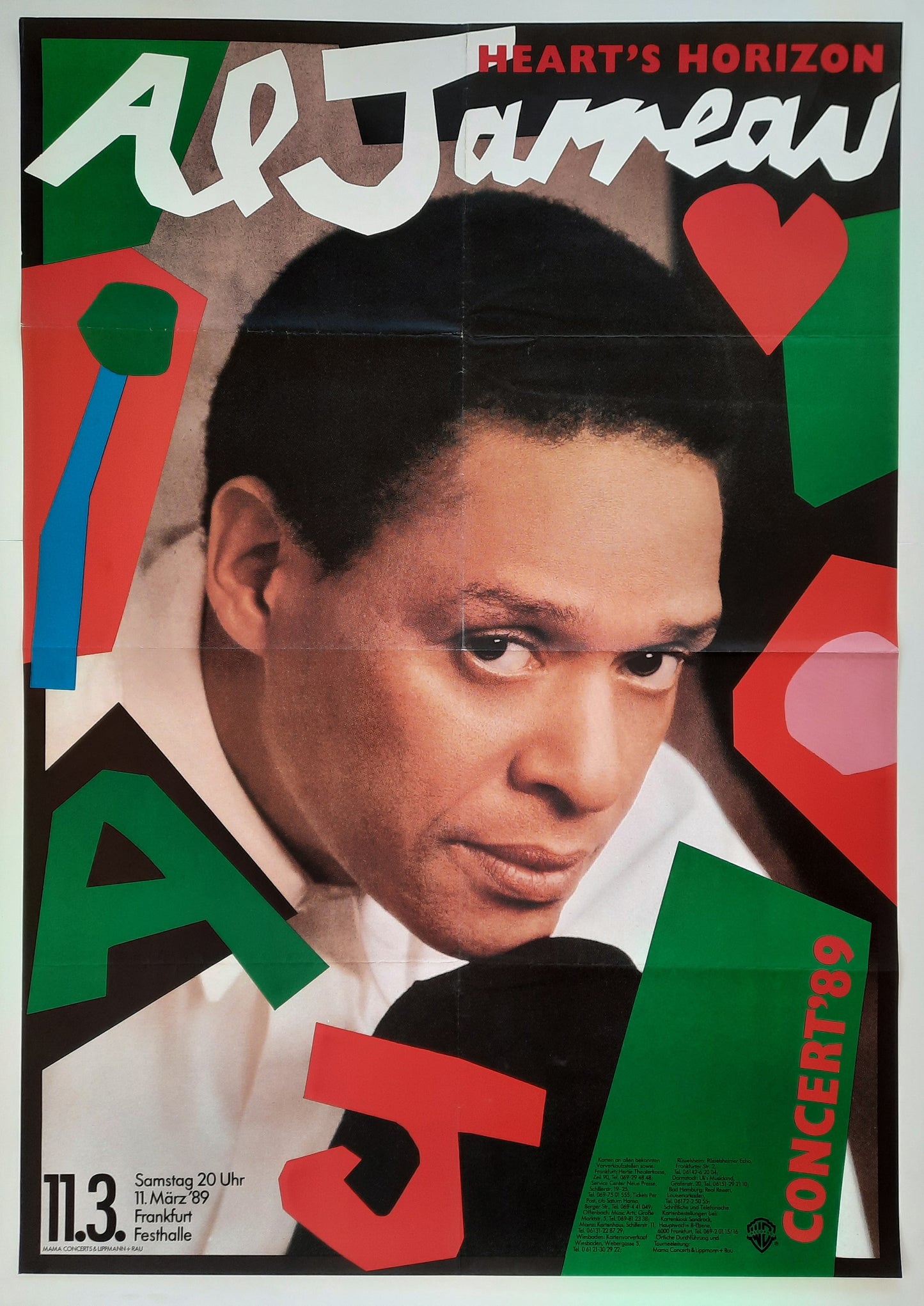 AL JARREAU 1989 Concert Poster Mar 11th Frankfurt Germany 1st print SUBWAY!!