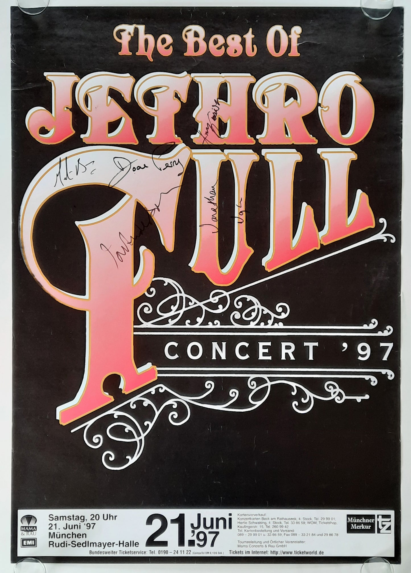 JETHRO TULL Concert Poster Jun 21st Munich Germany 1st print SIGNED!!!!