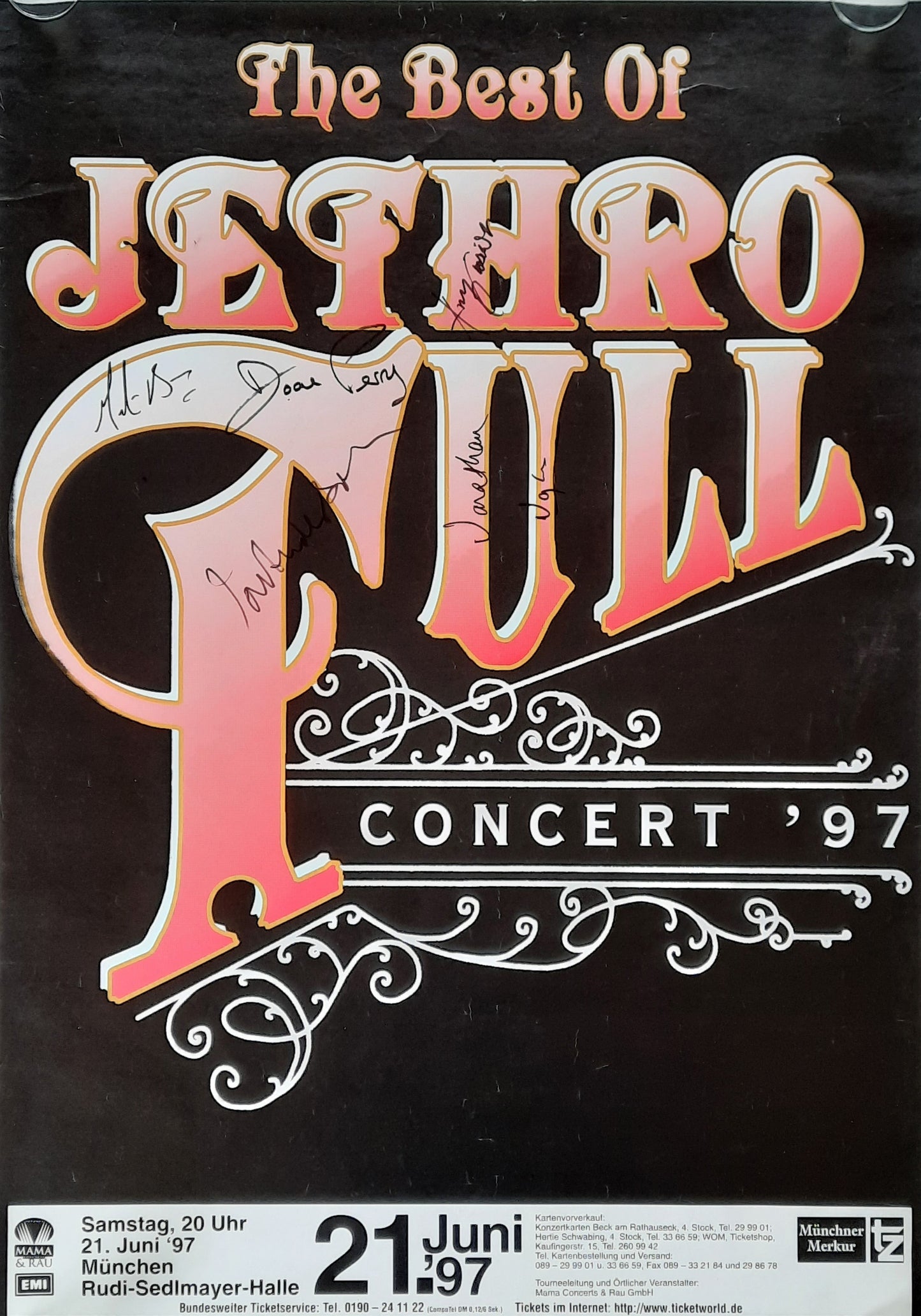 JETHRO TULL Concert Poster Jun 21st Munich Germany 1st print SIGNED!!!!