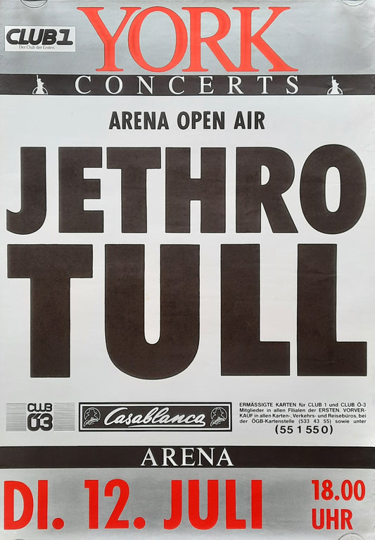 JETHRO TULL 1988 Concert Poster Jul 12th Vienna Austria 1st print!