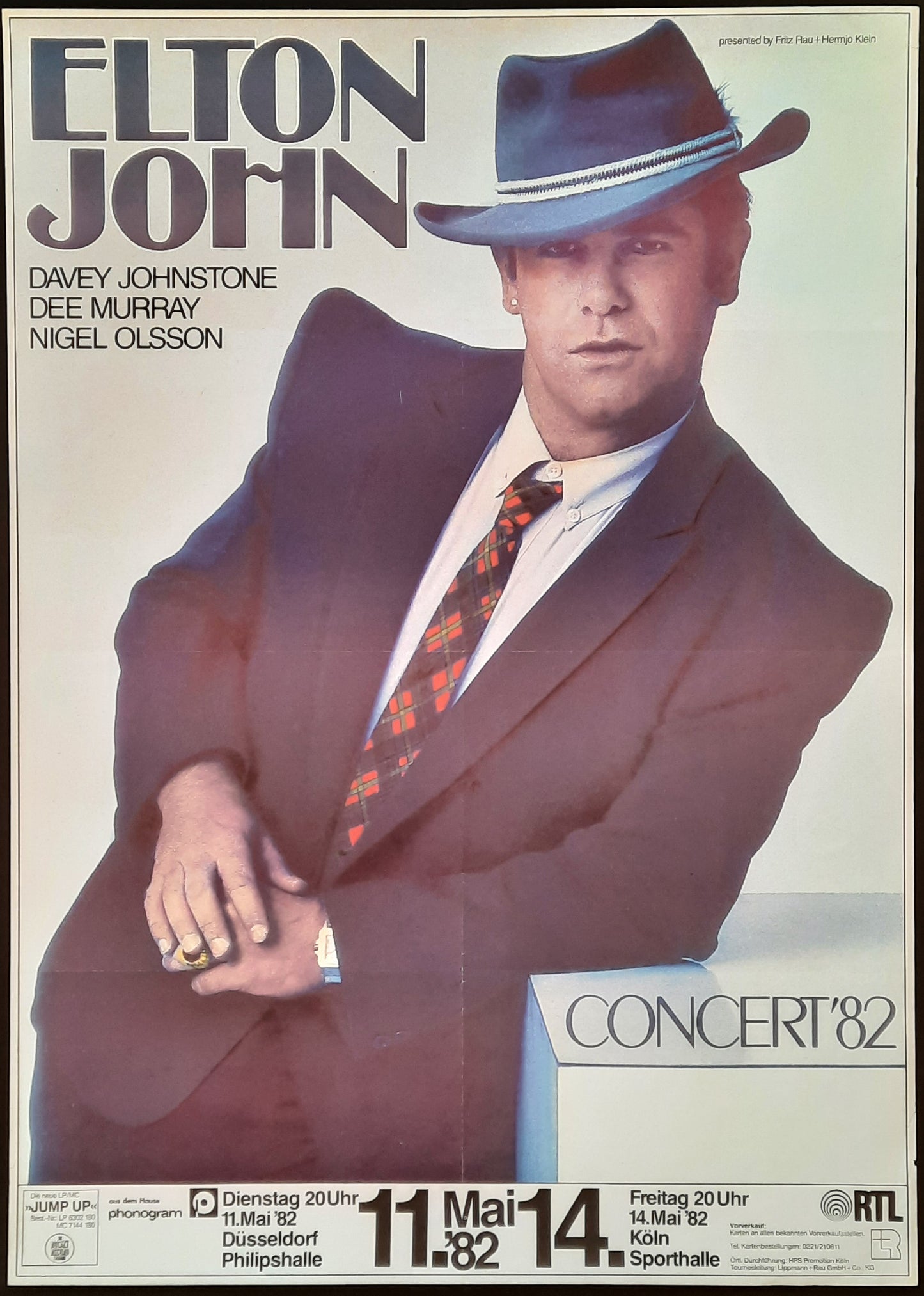 ELTON JOHN 1982 Concert Poster May 11th Köln Germany 1 st print