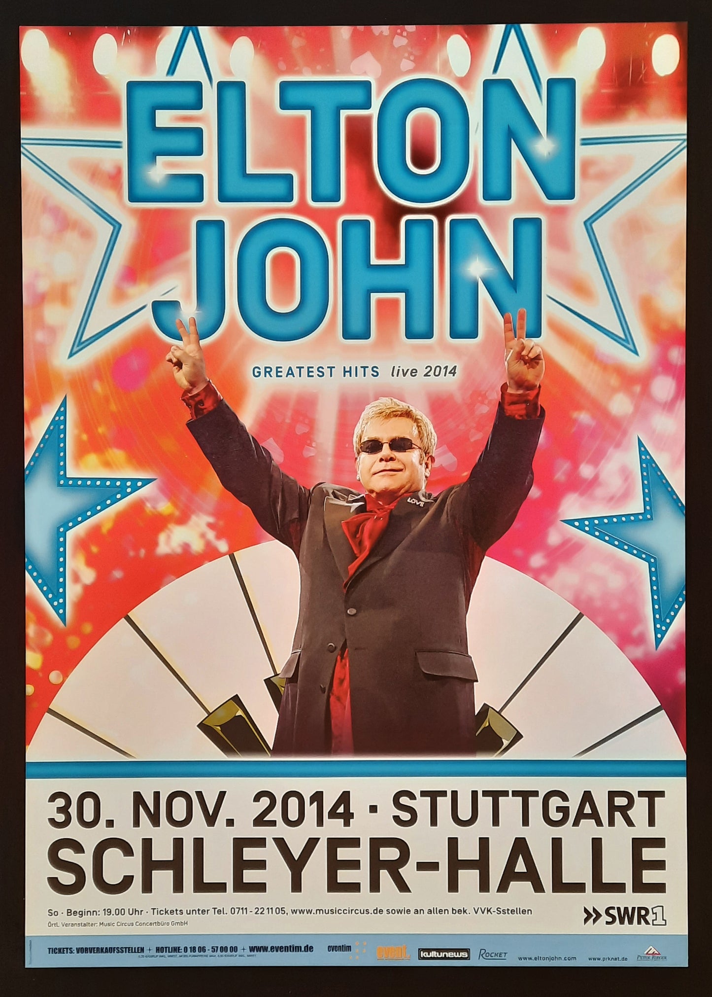 ELTON JOHN 2014 Concert Poster Germany Stuttgart Nov 30th