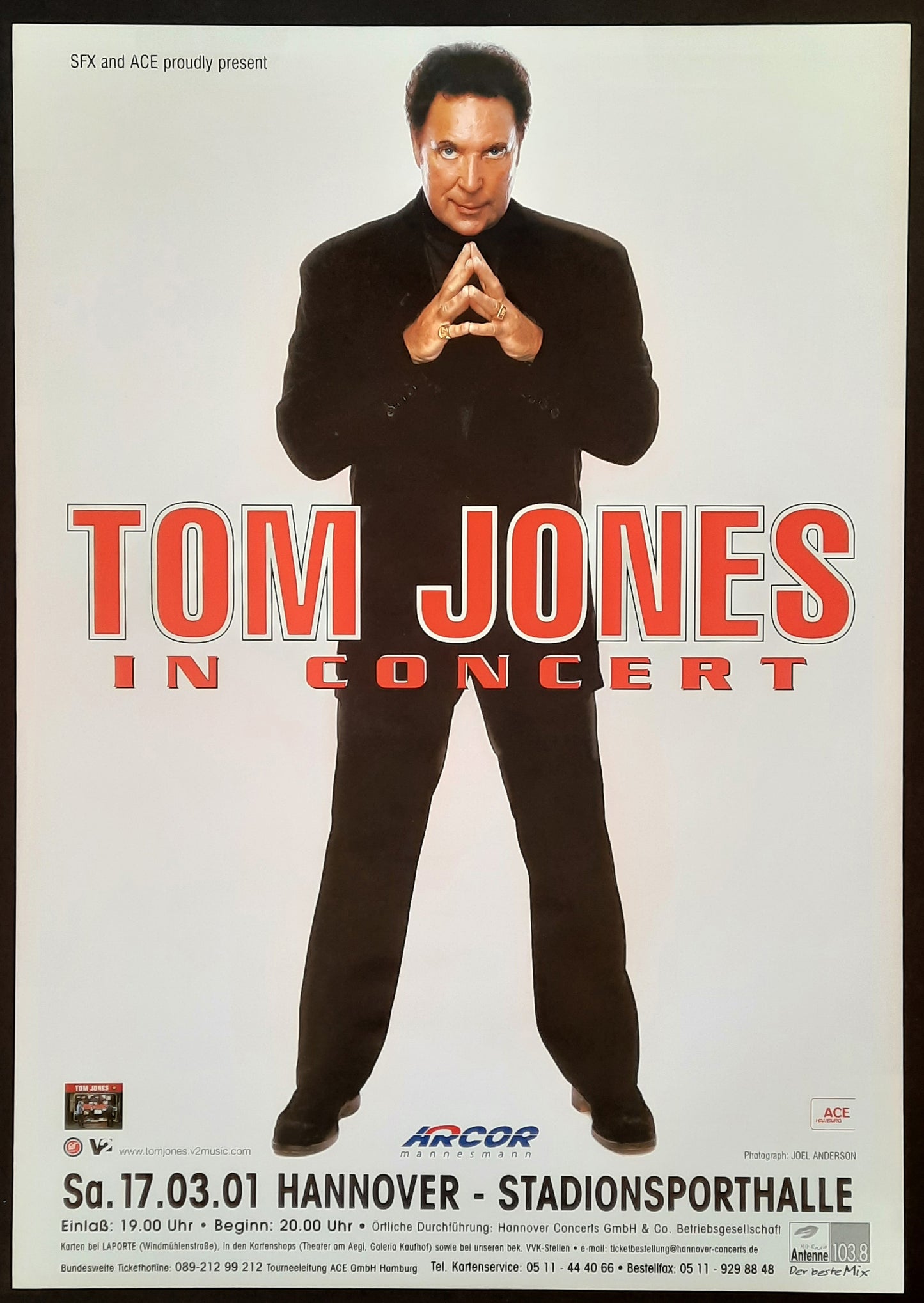 TOM JONES 2001 Concert Poster Mar 17th Hannover Germany 1st print