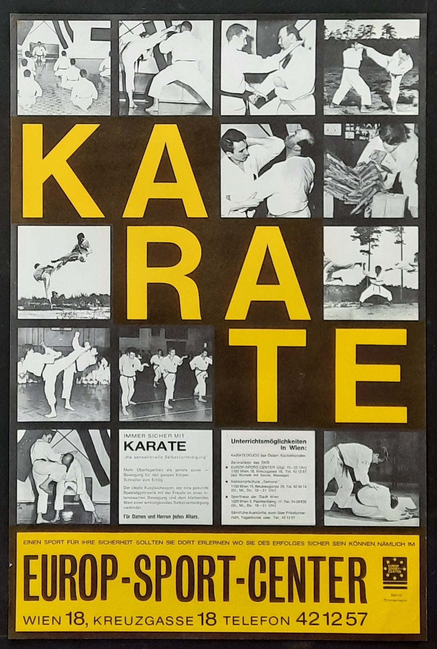 KARATE Original Advertising Poster 1980s Vienna Austria 39x59 1