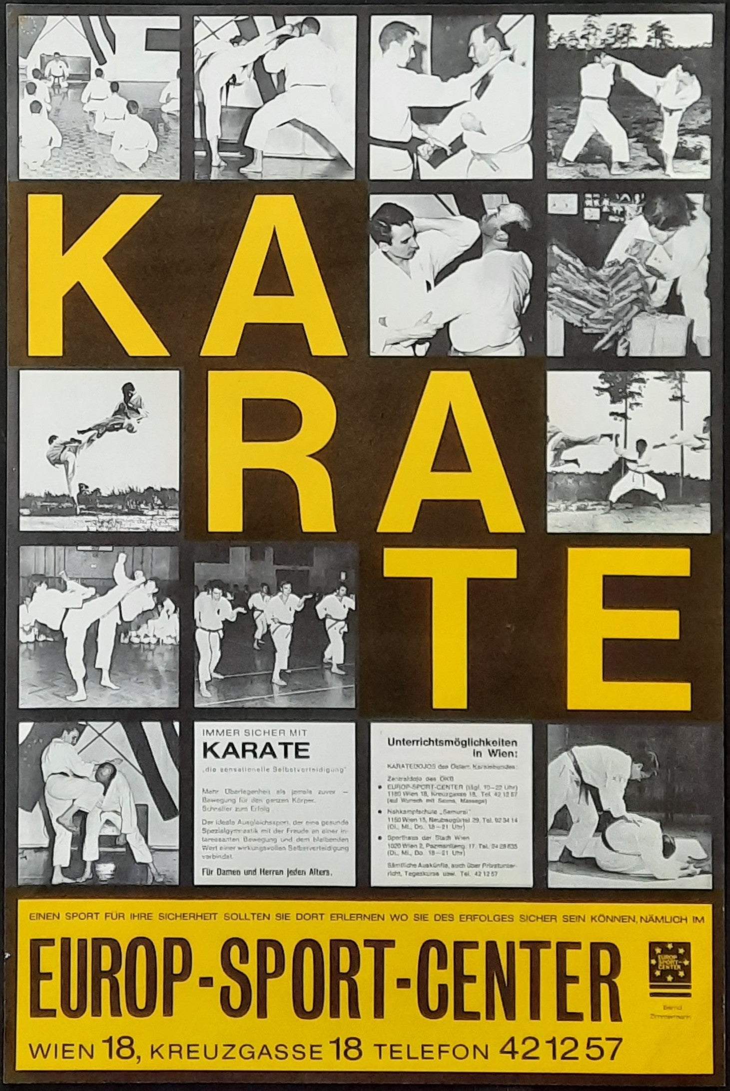 KARATE Original Advertising Poster 1980s Vienna Austria 39x59 1