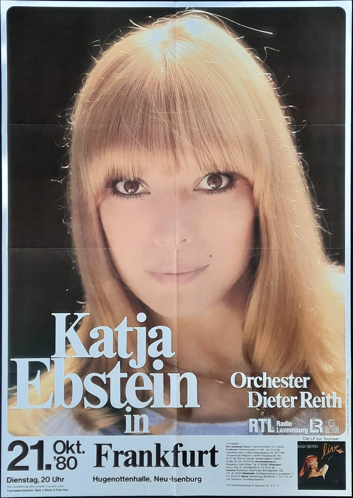 KATJA EBSTEIN Original Concert Poster October 21, 1980 Frankfurt Germany