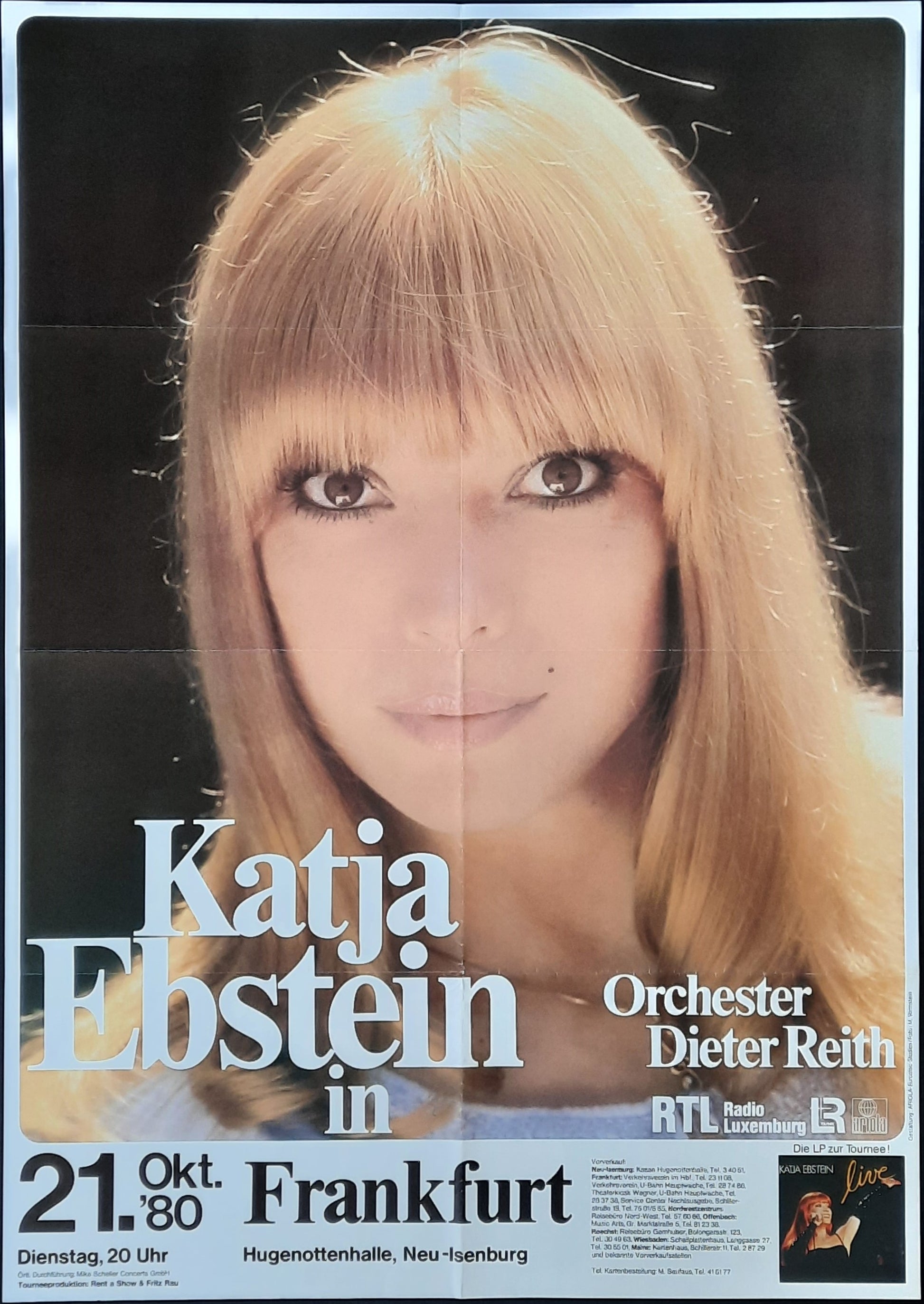 KATJA EBSTEIN Original Concert Poster October 21, 1980 Frankfurt Germany