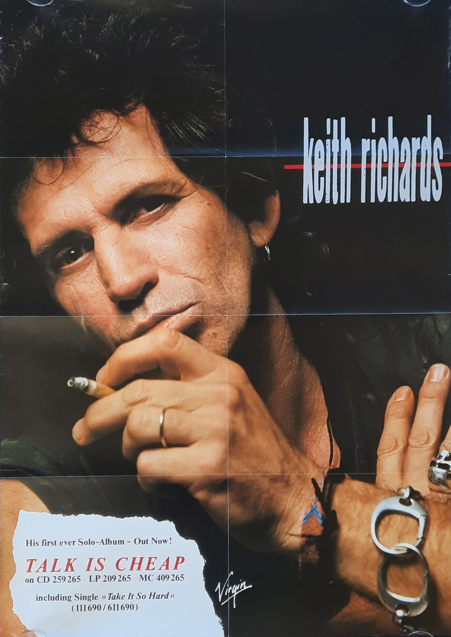 KEITH RICHARDS 1988 Original Promotion Poster - Album TALK IS CHEAP