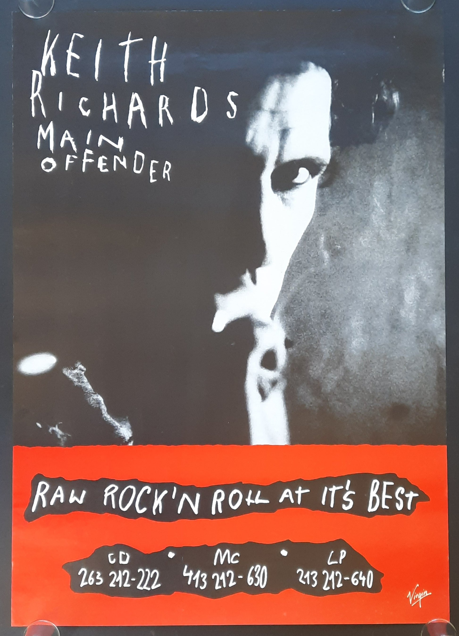 KEITH RICHARDS 1992 Original Promotion Poster - Album MAIN OFFENDER