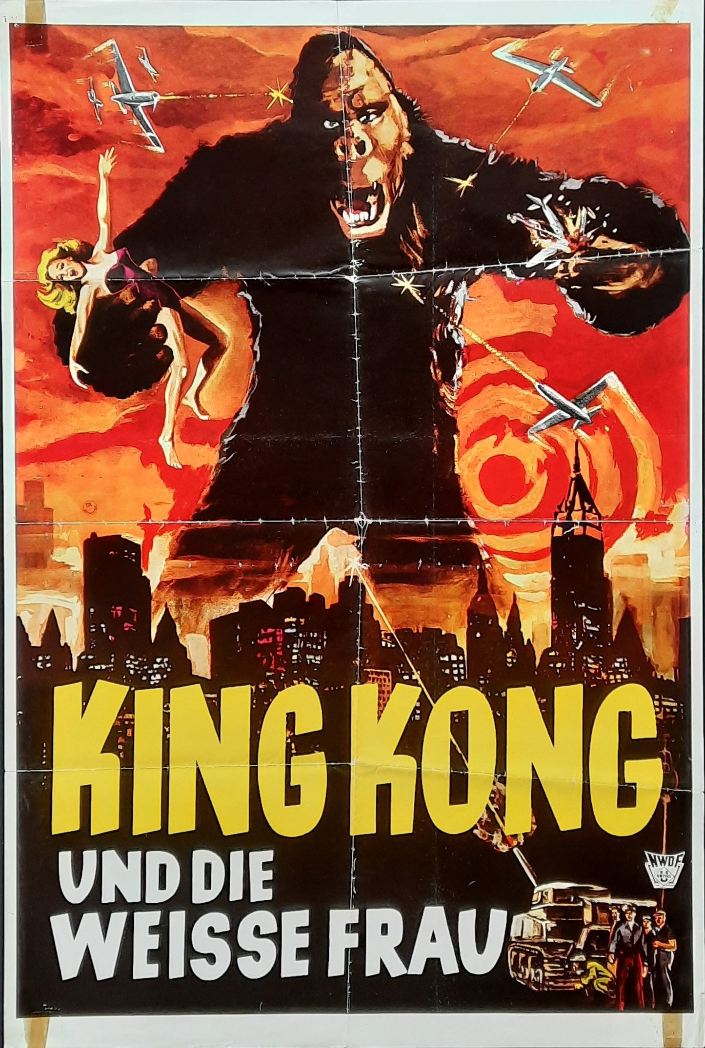 KING KONG R-1960s (1933) German Movie Poster 19 x 28 inch