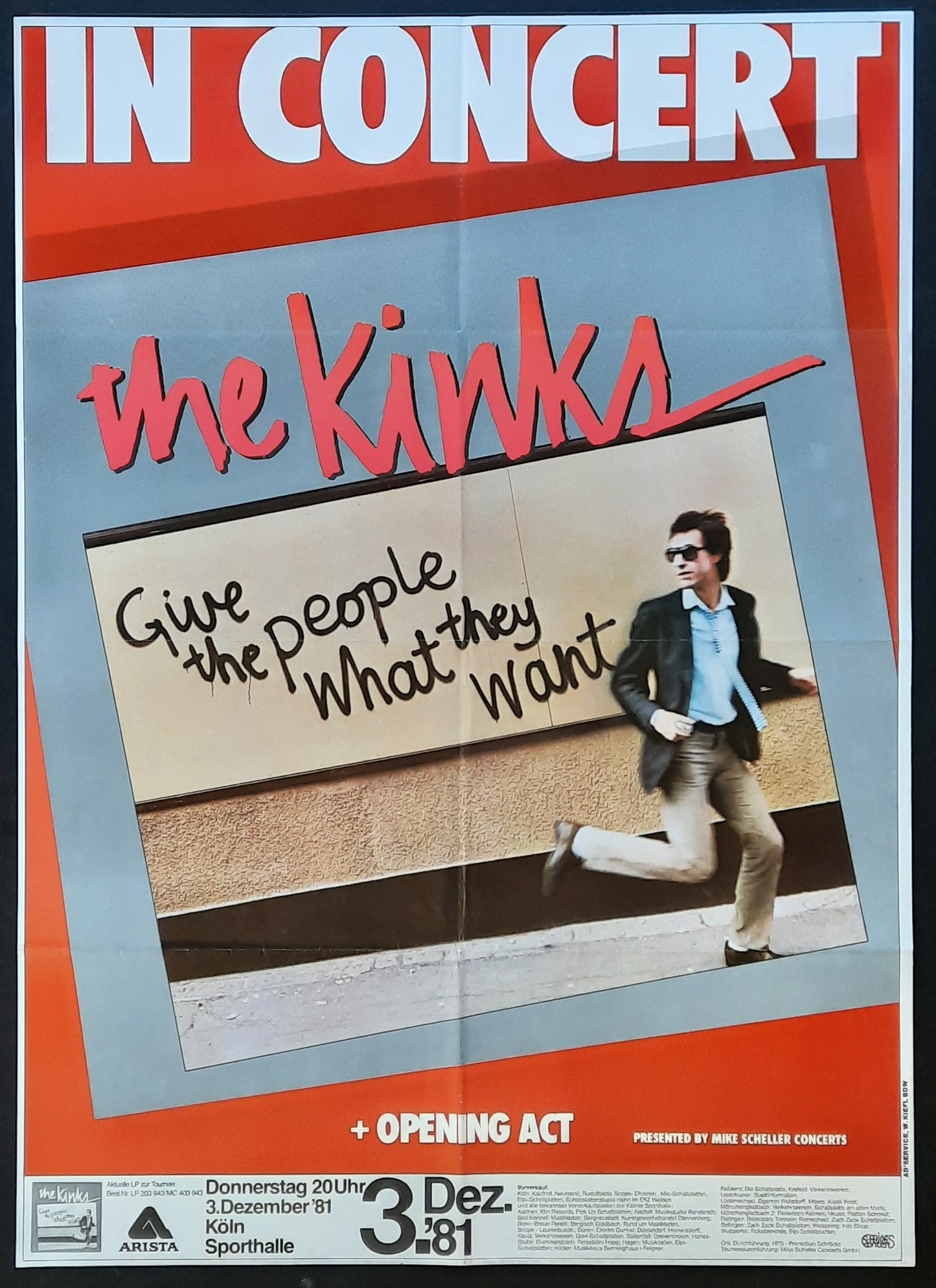 KINKS Original Concert Poster December 3, 1981 Cologne Germany