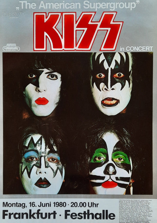 KISS 1980 Concert Poster Frankfurt June 16th Germany, legendary Poster!