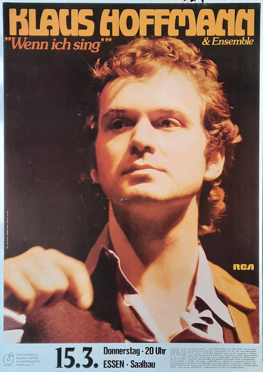 KLAUS HOFFMANN Original Concert Poster March 15, 1979 Essen Germany