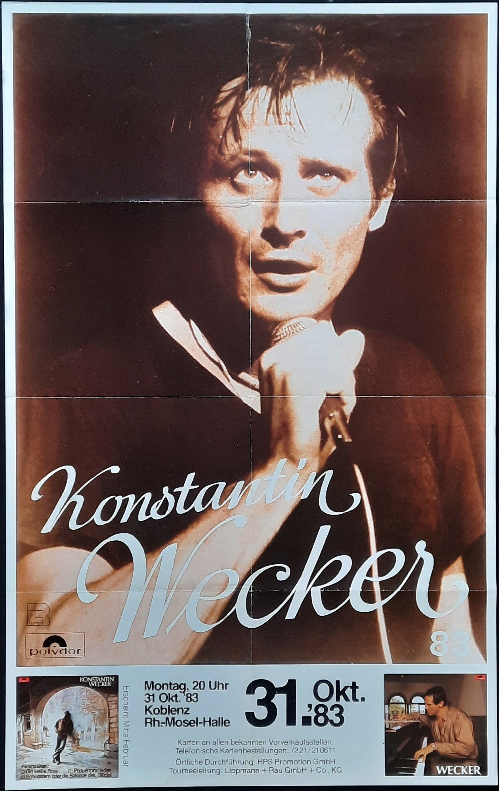 KONSTANTIN WECKER Original Concert Poster October 31, 1983 Koblenz Germany