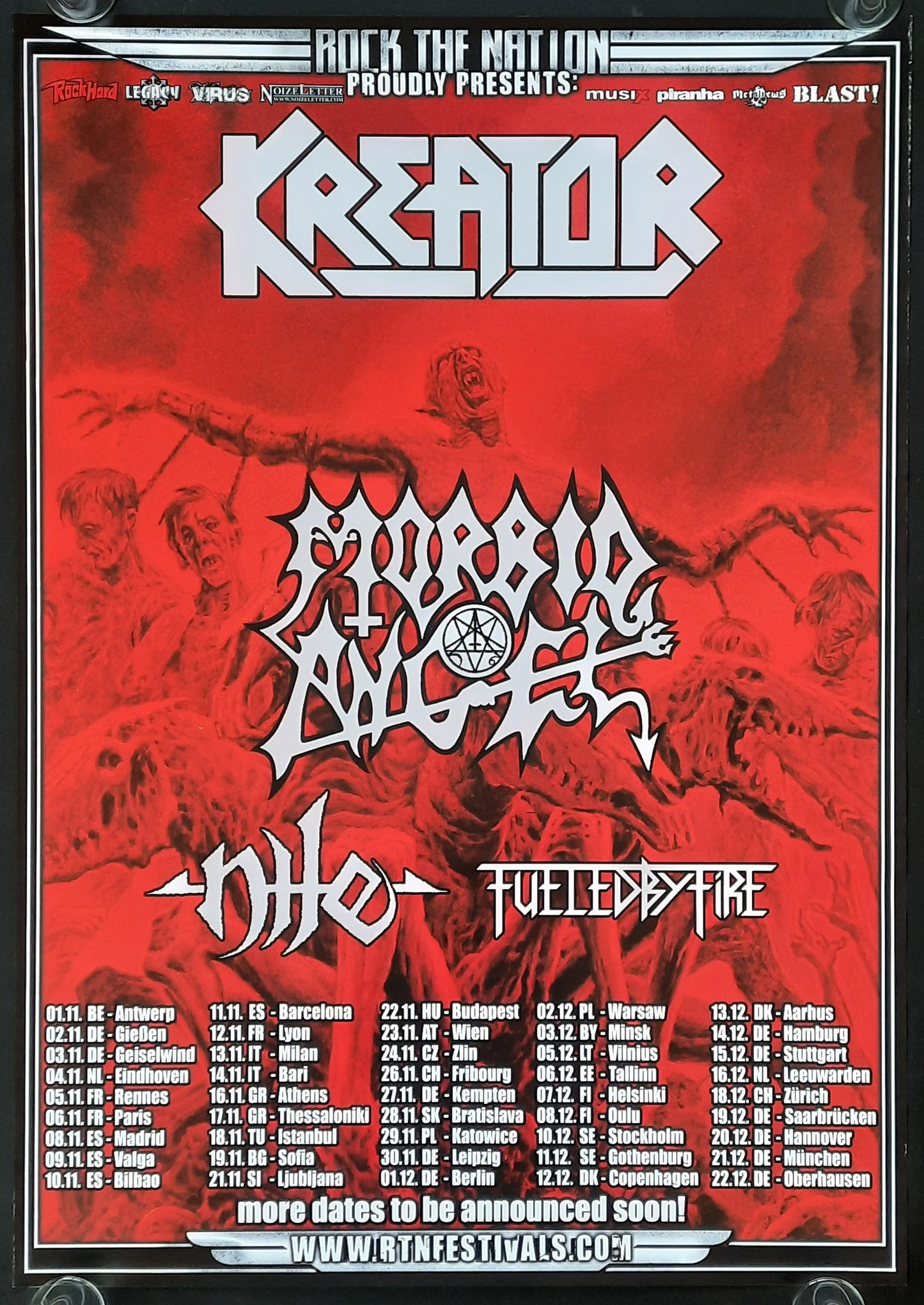 KREATOR - MORBID ANGEL Original Concert Poster 2012 European Tour