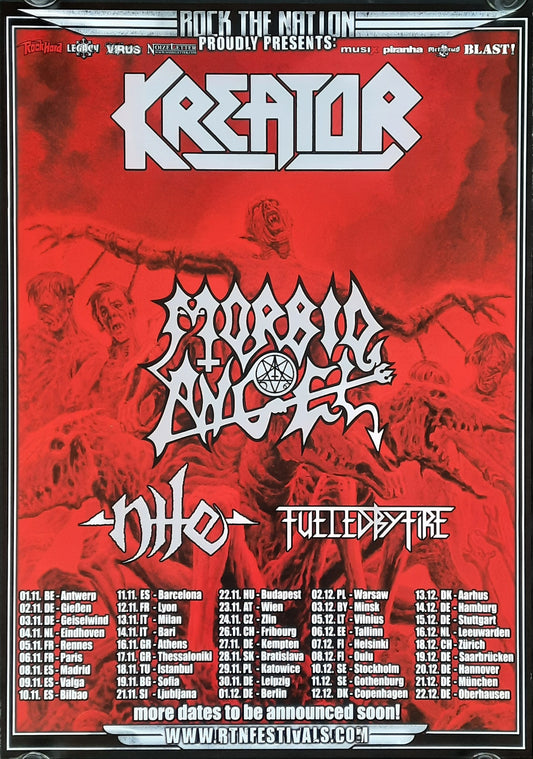 KREATOR - MORBID ANGEL Original Concert Poster 2012 European Tour