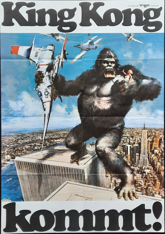 KING KONG 1976 Teaser Jessica Lange Jeff Bridges German 1-Sheet Movie Poster 23 x 33