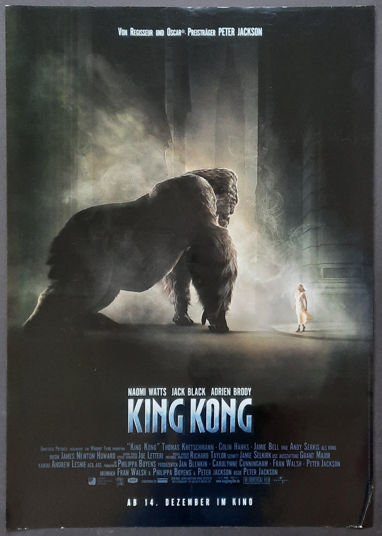 KING KONG 2005 Teaser Peter Jackson Naomi Watts Jack Black German 1-Sheet Movie Poster 23 x 33 ROLLED