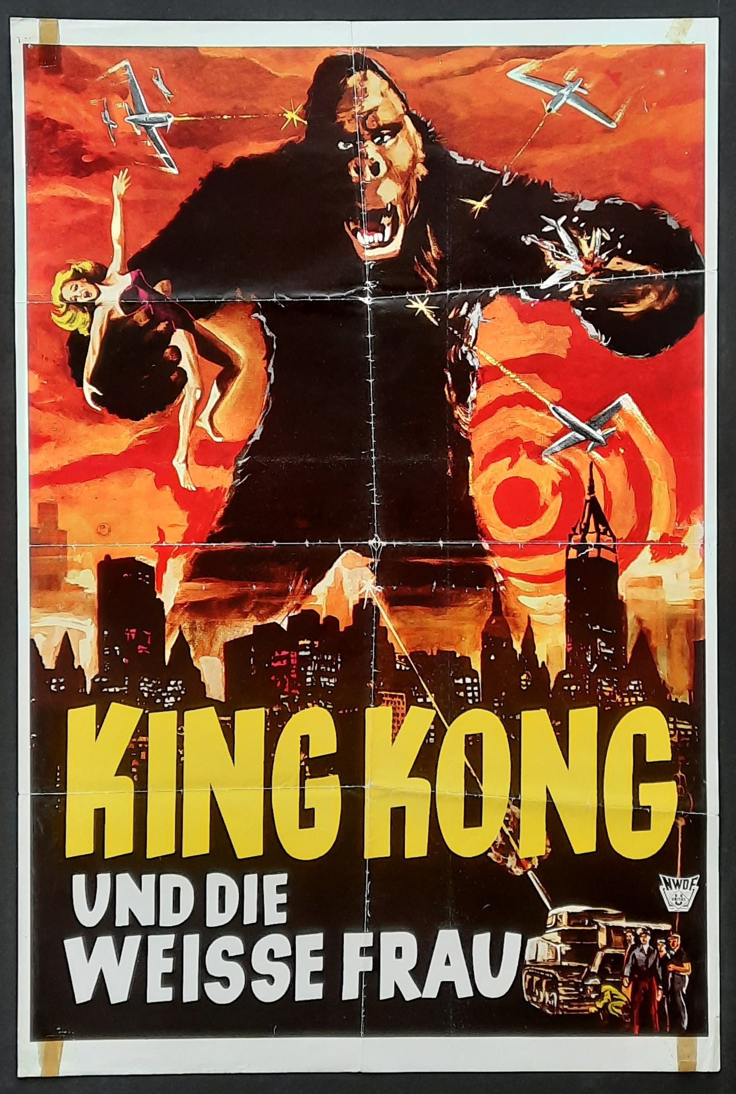 KING KONG R-1960s (1933) German Movie Poster 19 x 28