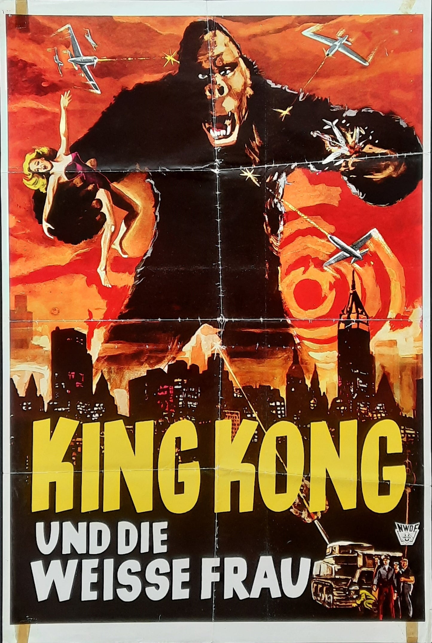 KING KONG R-1960s (1933) German Movie Poster 19 x 28