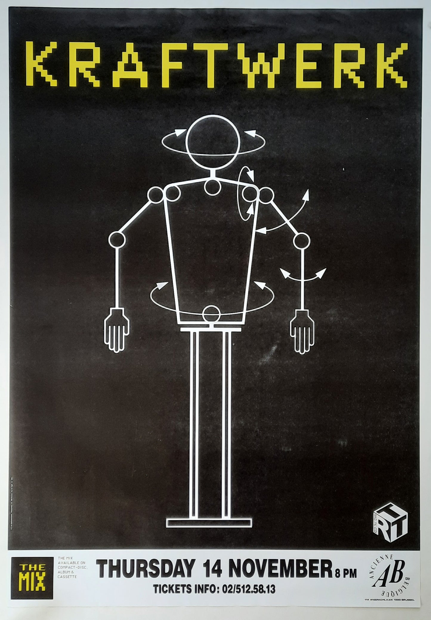 KRAFTWERK 1991 Concert Poster Nov 14th Brussels Belgium 1st print