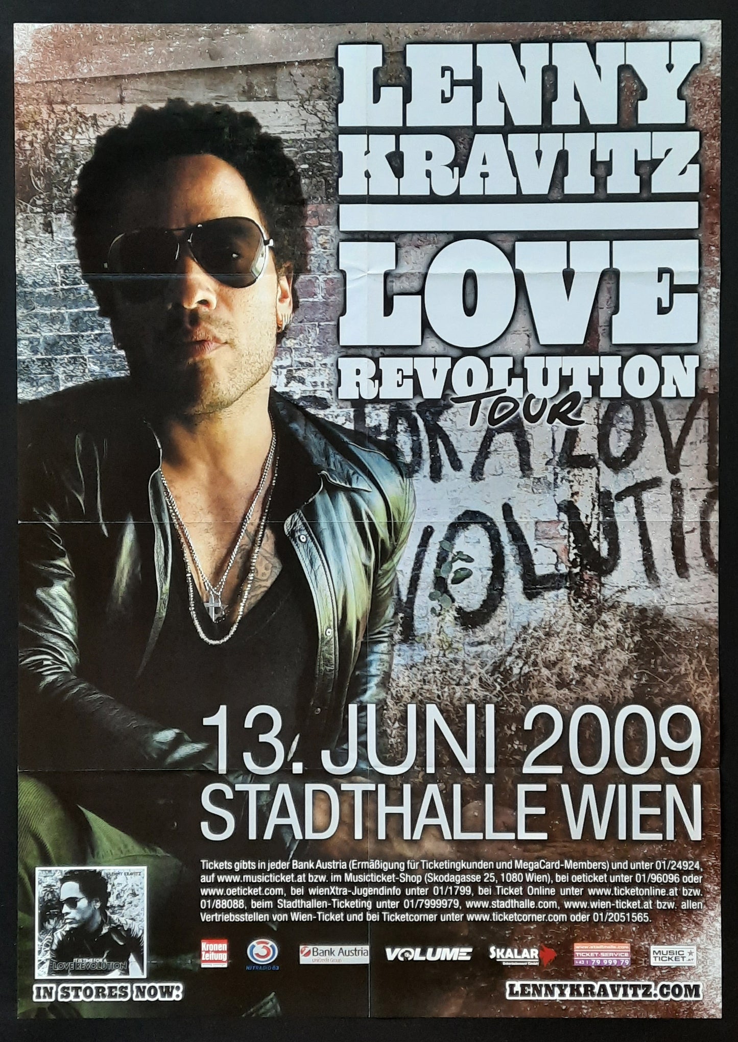 LENNY KRAVITZ 2009 Concert Poster Jun 13th Vienna Austria 1st print