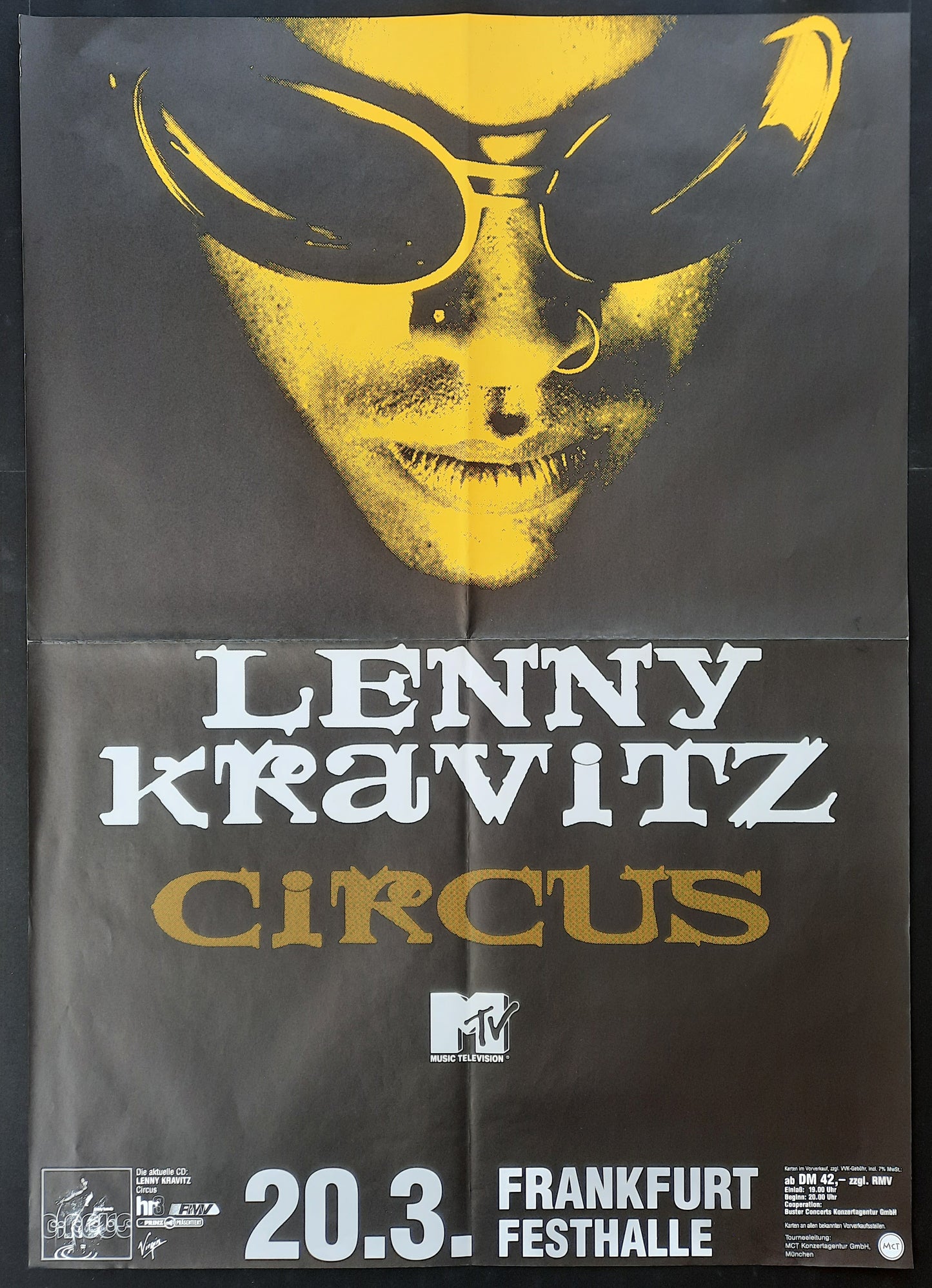 LENNY KRAVITZ 1995 Concert Poster Frankfurt Germany 1st print SUBWAY POSTER!