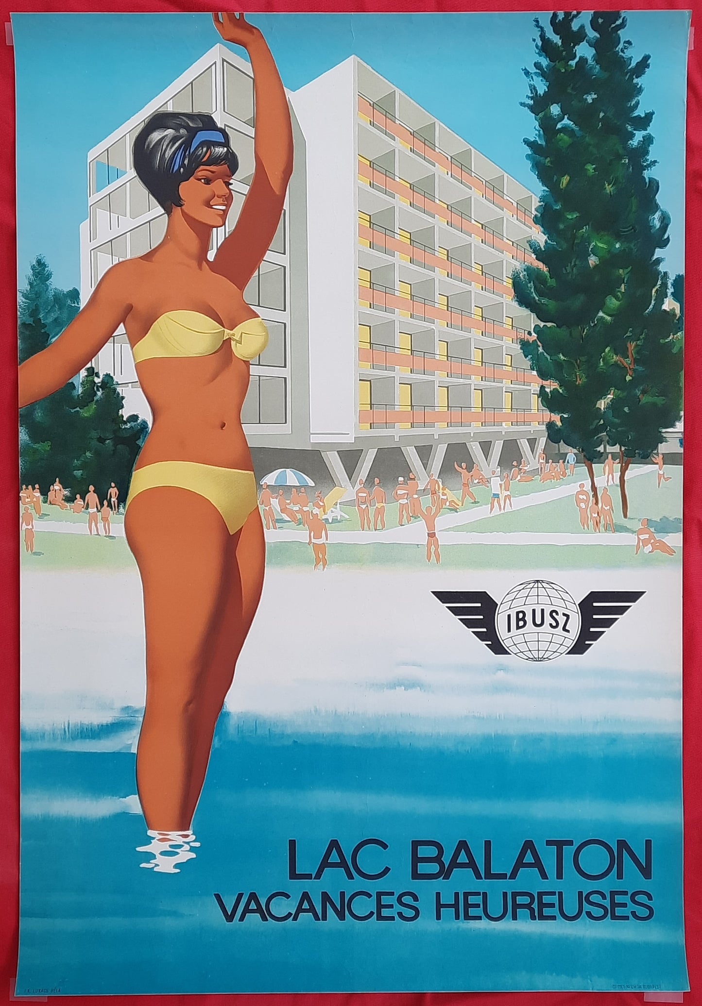 LAC BALATON Original Travel Poster 1960s Hungary by Lukacs Béla 3
