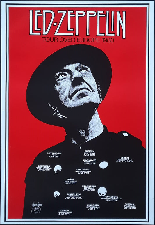 LED ZEPPELIN 1980 Tour Over Europe Poster 1st Print