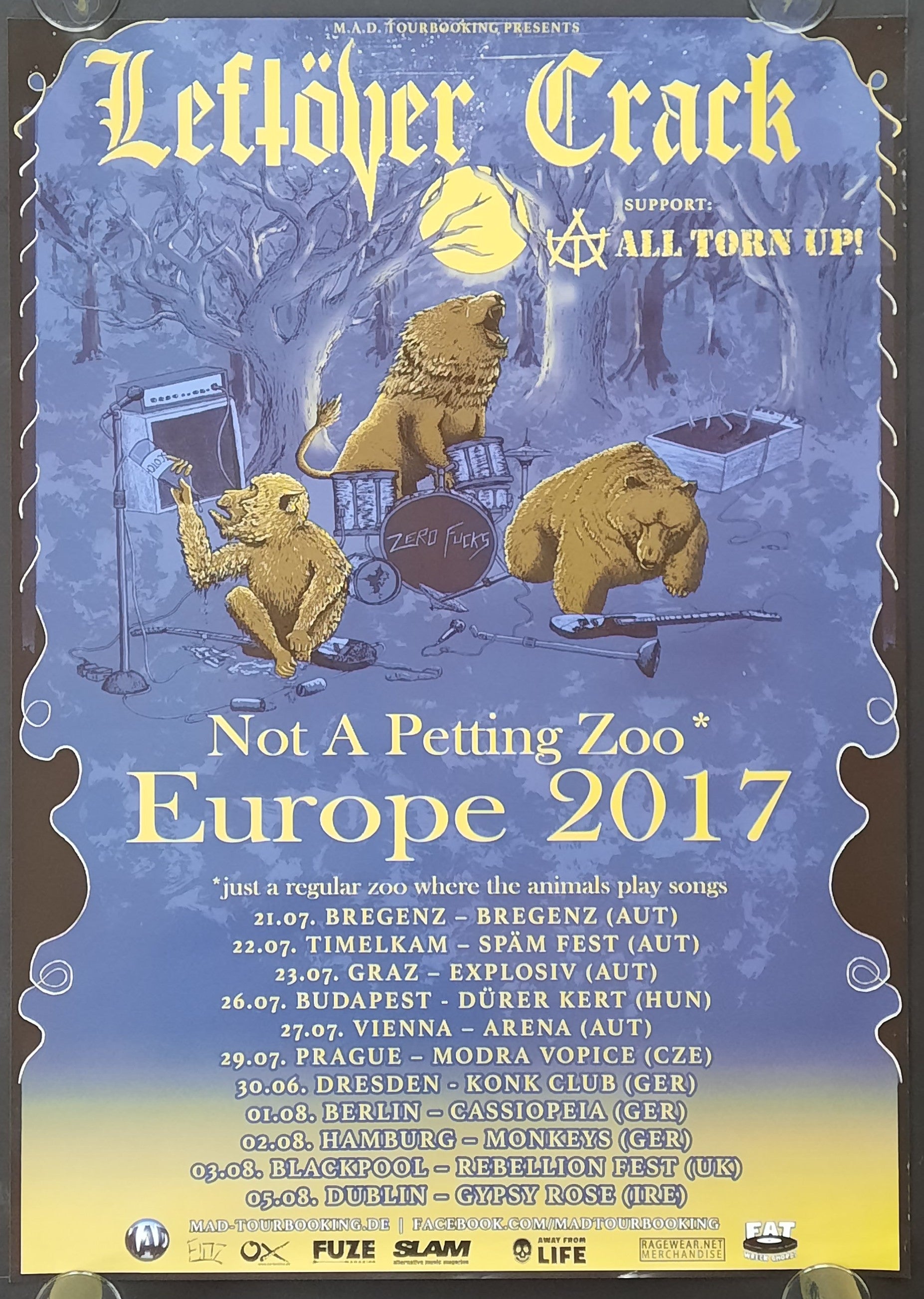 LEFTÖVER CRACK Original Concert Poster 2017 Not A Petting Zoo Europe Tour 50x70b (2) 1