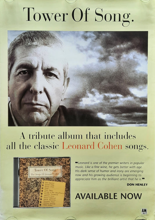LEONARD COHEN 1994 Promotion Poster Album "Tower Of Song" 1st Print