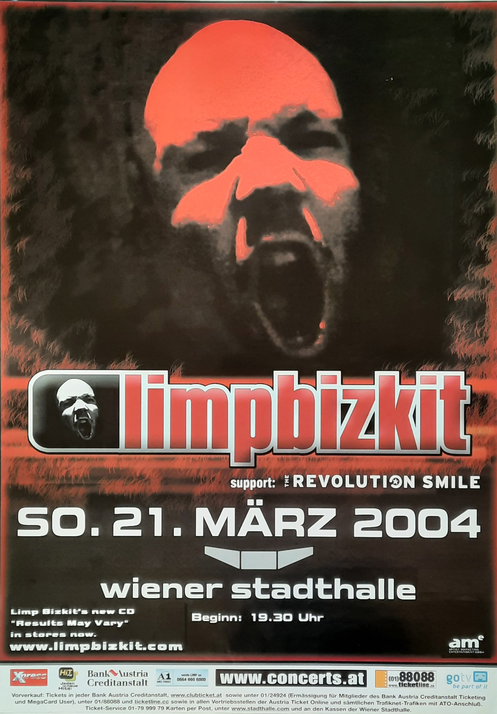 LIMP BIZKIT 2004 Concert Poster 21.3. 2004 Vienna Austria