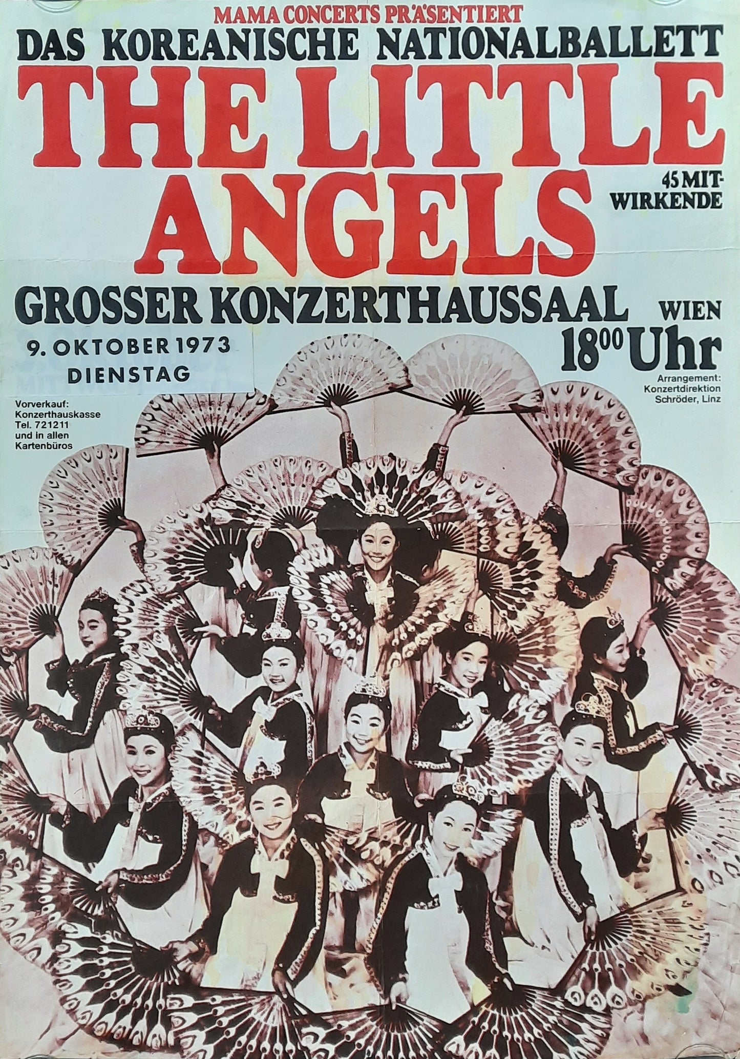 LITTLE ANGELS Original Adverising Poster 1973 Vienna Austria National Balett Of Corea 1