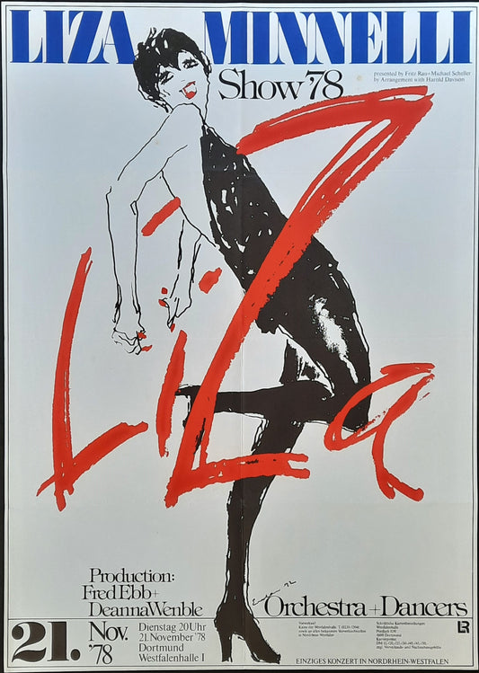 LIZA MINELLI Original Concert Poster November 21, 1978 Dortmund Germany, Design by JOE EULA 1