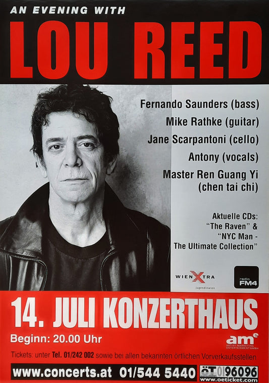 LOU REED 2003 Concert Poster July 14th Vienna Austria 1st print