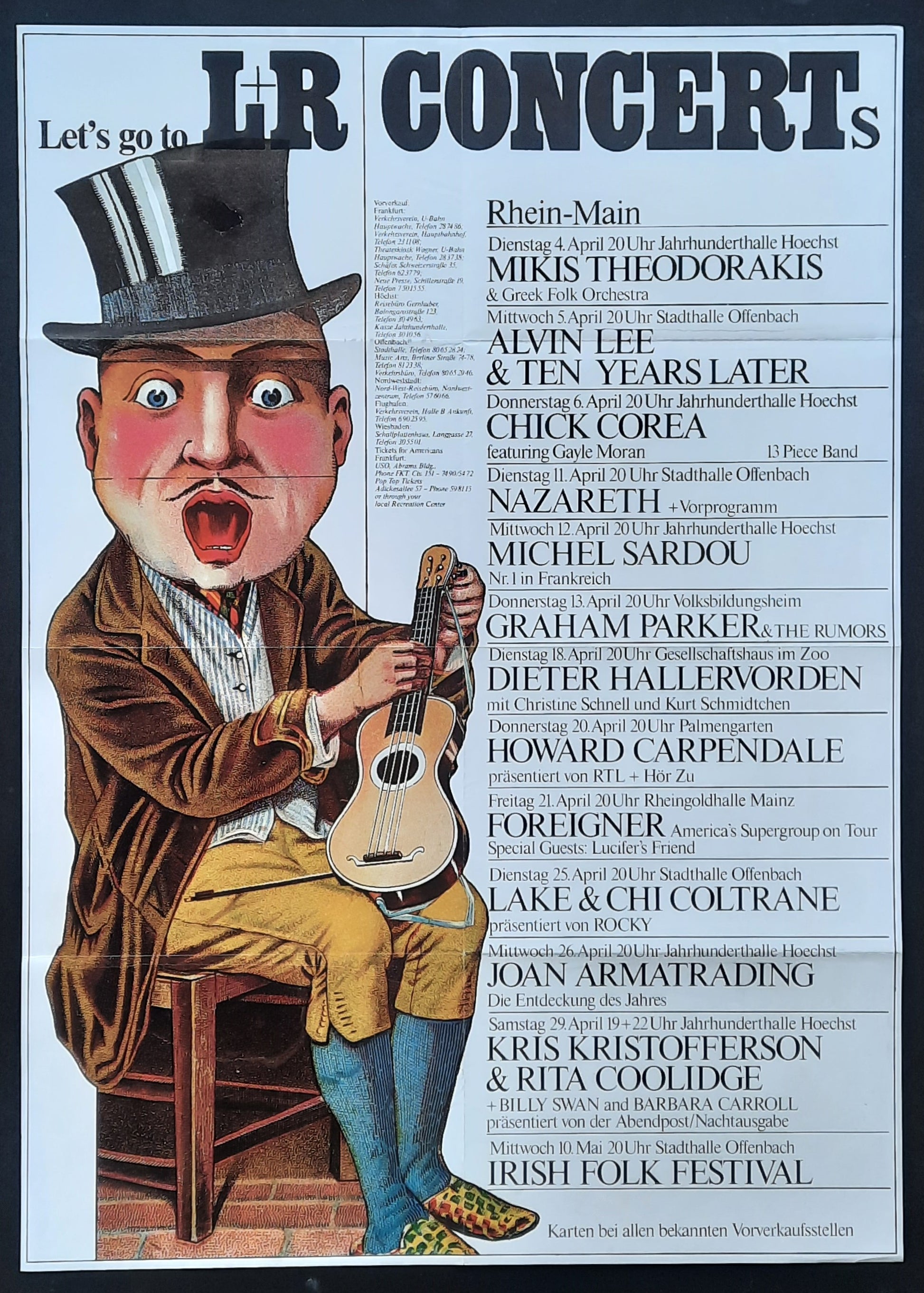 L&R CONCERTS 1978 Original Concert Poster by Kieser, NAZARETH FOREIGNER ARMATRADING