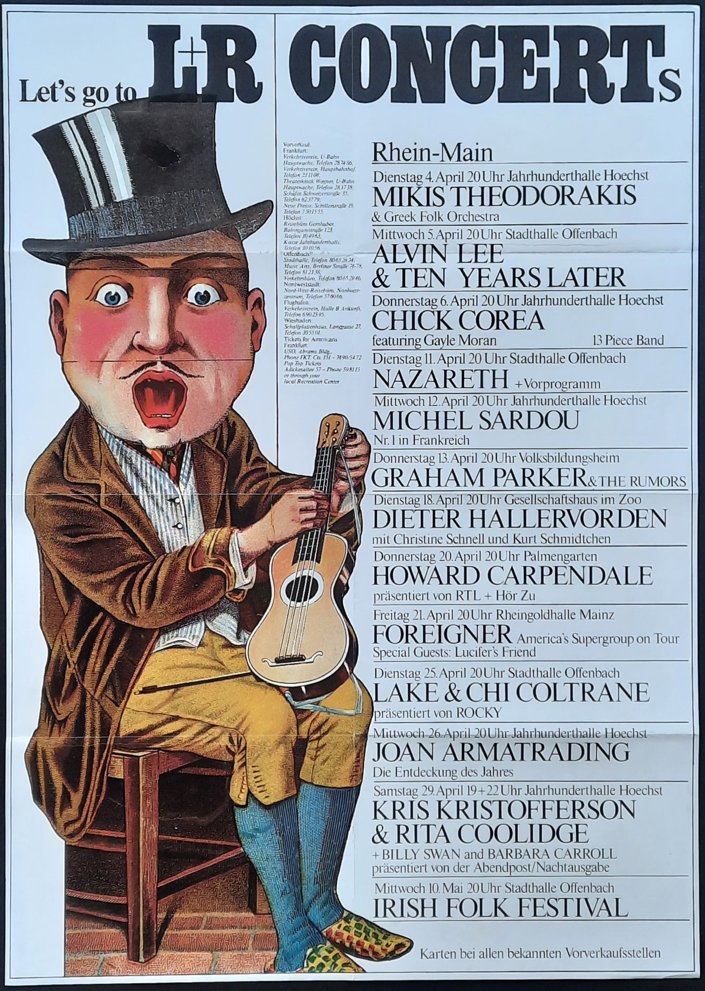 L&R CONCERTS 1978 Original Concert Poster by Kieser, NAZARETH FOREIGNER ARMATRADING 1