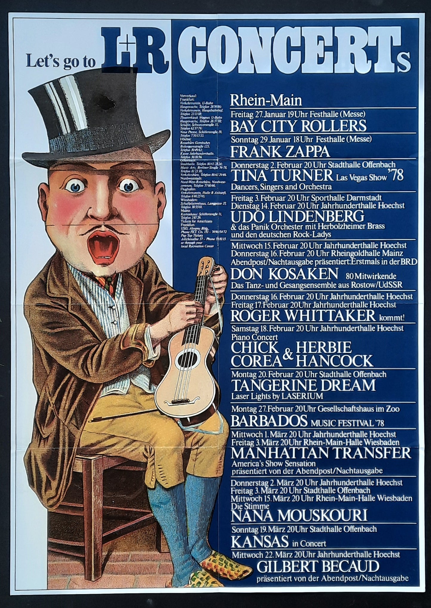 L&R CONCERTS 1978 Original Concert Poster by Kieser, ZAPPA TURNER KANSAS