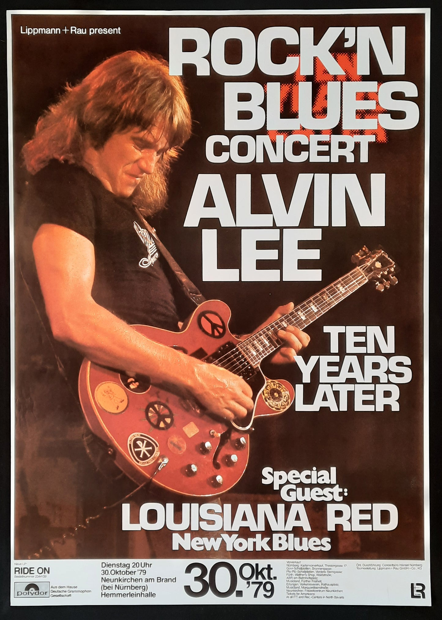 ALVIN LEE 1979 Concert Poster Germany Nürnberg Okt 30th 1st print