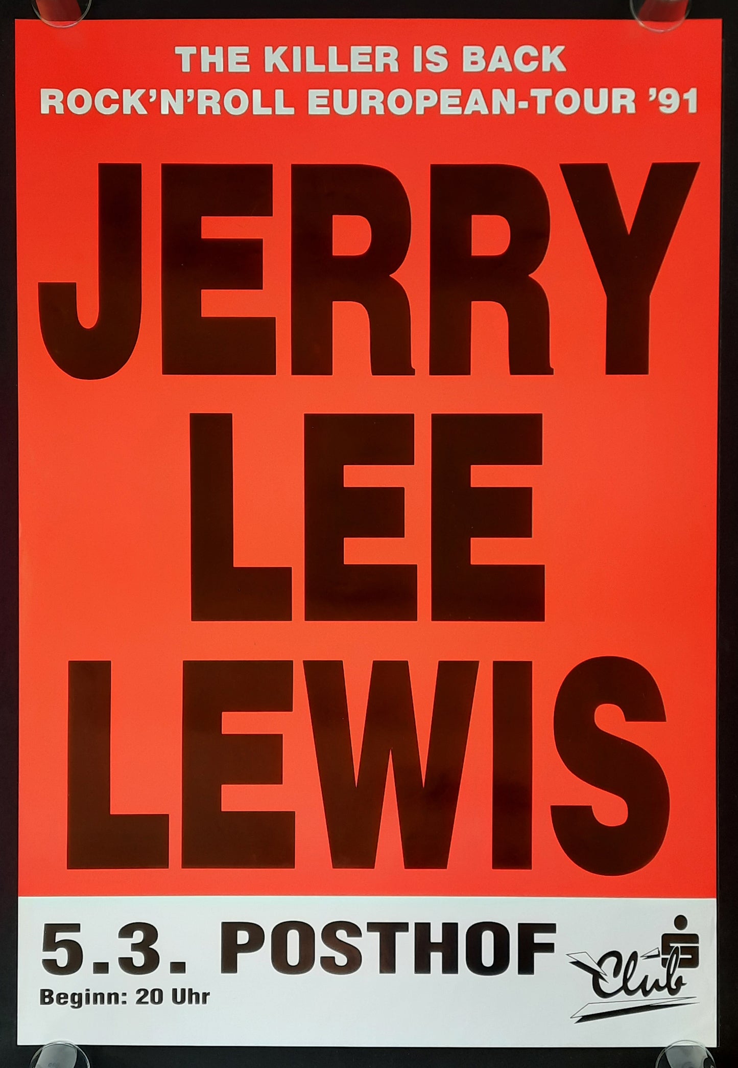 JERRY LEE LEWIS 1991 Concert Poster Mar 5th Linz Austria 1st print