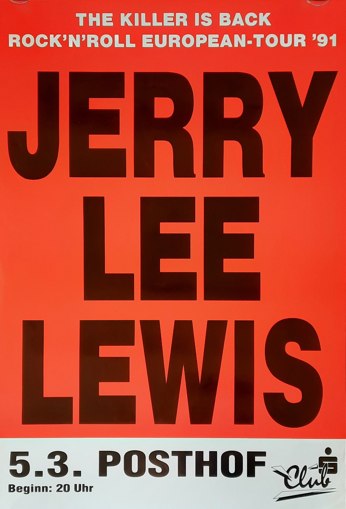 JERRY LEE LEWIS 1991 Concert Poster Mar 5th Linz Austria 1st print