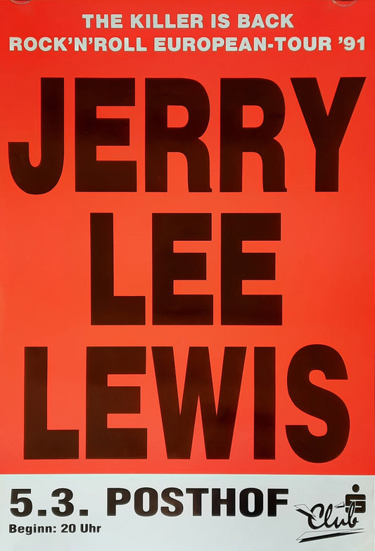 JERRY LEE LEWIS 1991 Concert Poster Mar 5th Linz Austria 1st print