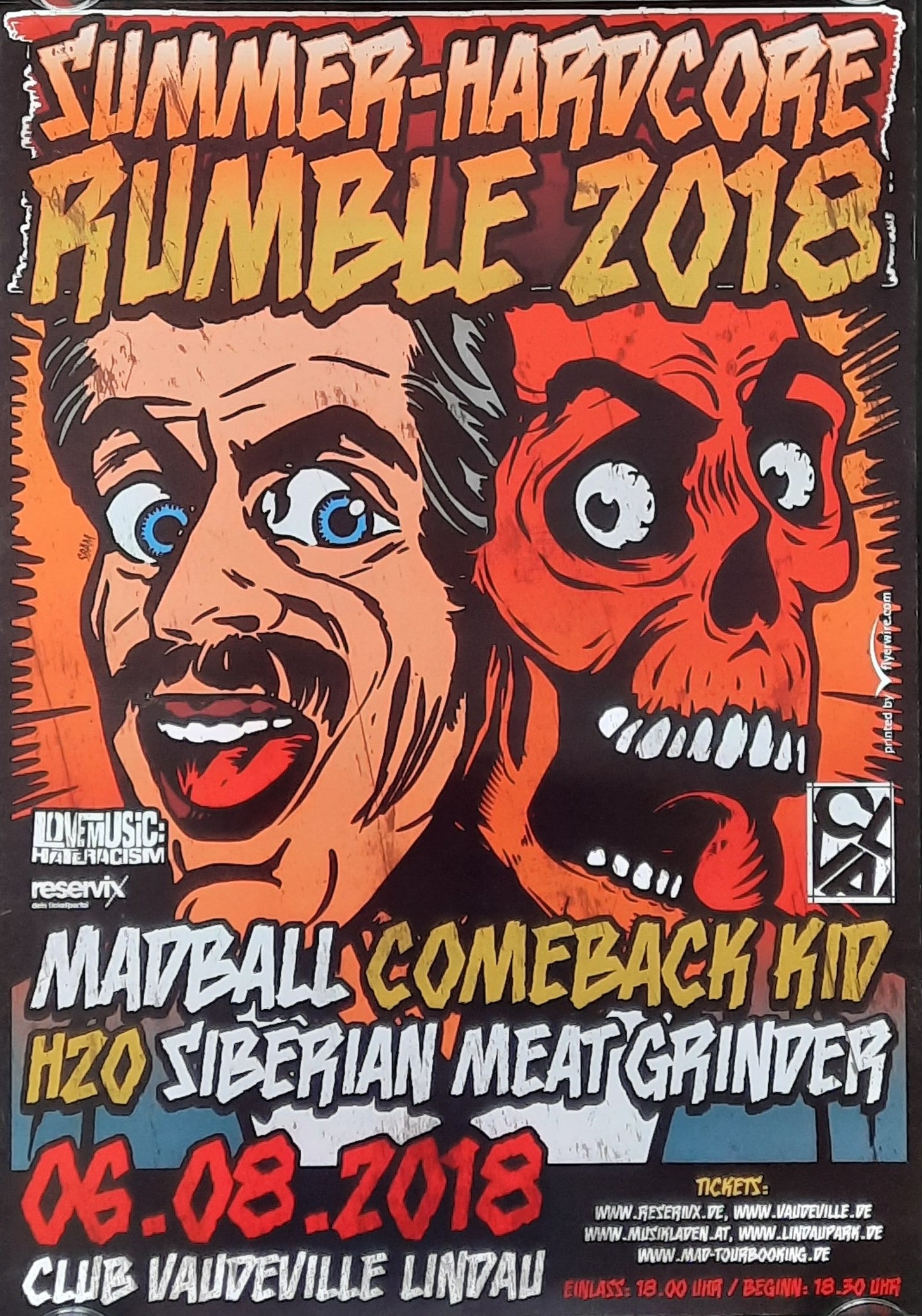 MADBALL- COMEBACK KID Original Concert Poster August 6, 2018 Lindau Germany SUMMER HARDCORE RUMBLE Festival 1