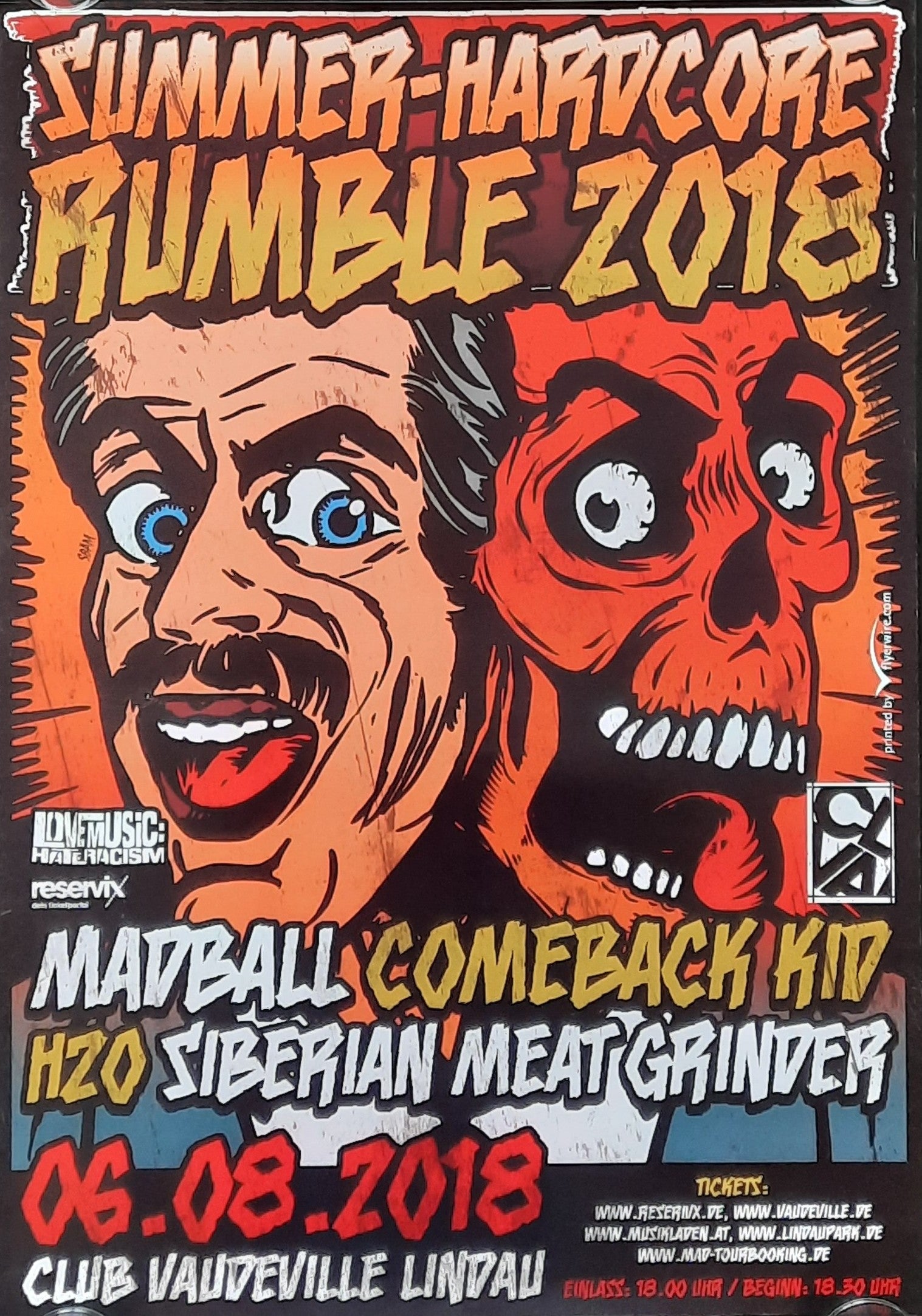 MADBALL- COMEBACK KID Original Concert Poster August 6, 2018 Lindau Germany SUMMER HARDCORE RUMBLE Festival 1