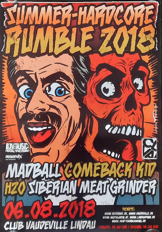 MADBALL- COMEBACK KID Original Concert Poster August 6, 2018 Lindau Germany SUMMER HARDCORE RUMBLE Festival 1