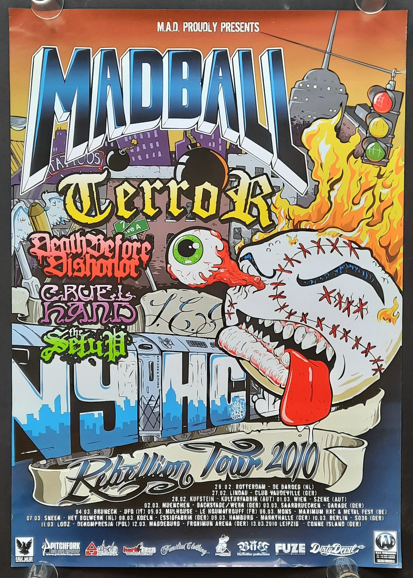MADBALL - TERROR Original Concert Poster 2010 Rebellion Tour
