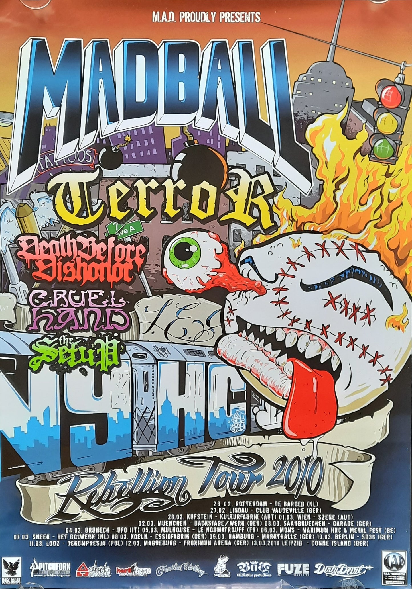 MADBALL - TERROR Original Concert Poster 2010 Rebellion Tour 1
