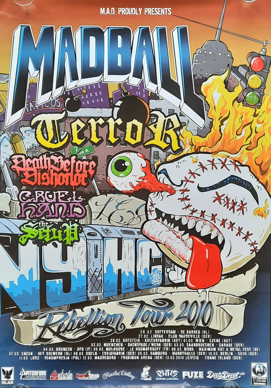 MADBALL - TERROR Original Concert Poster 2010 Rebellion Tour 1